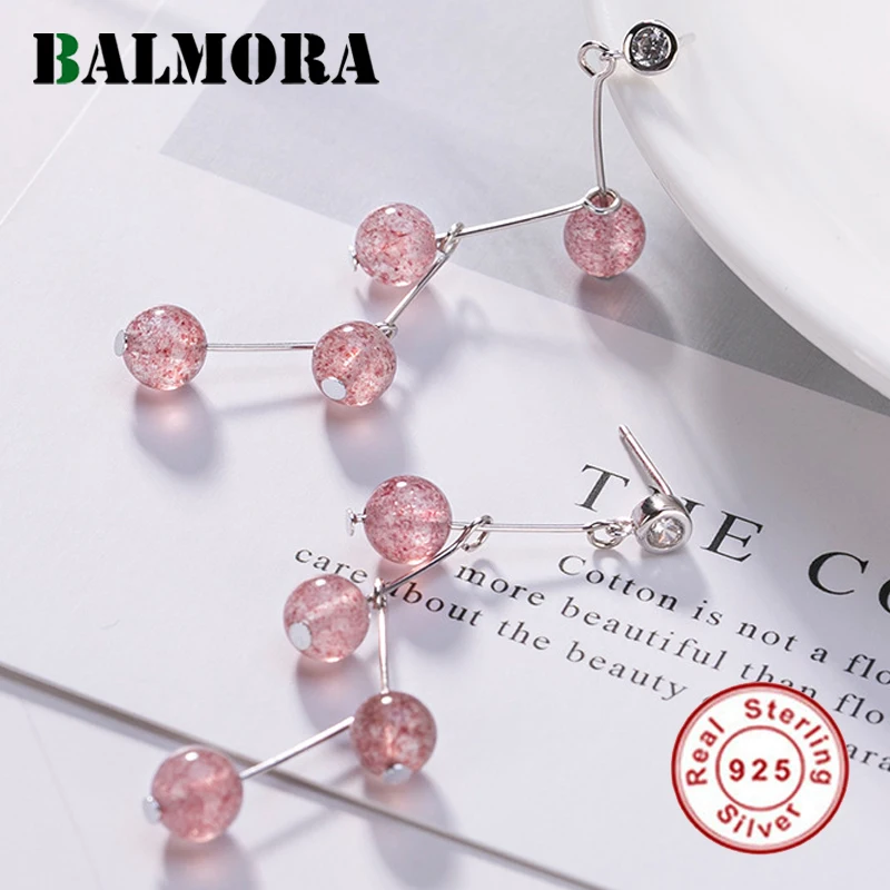 

BALMORA 925 Sterling Silver Fashion Strawberry Crystal Stud Earrings for Women Girl Silver Earrings Jewelry Brincos JWE1056