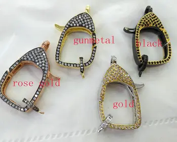 

AA+ 6pcs CZ Micro Pave Enhancer Clasp,Large CZ Freeform Clasp 20-35mm,Pave Lobster Clasp,Yellow Champagne Lobster Closure jewelr