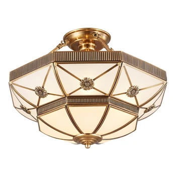 

Europe Vintage LED Droplight Ceiling Lamp Copper Glass Shade Toolery E27 5W warm white bulb Dia.60cm Europe style free shipping