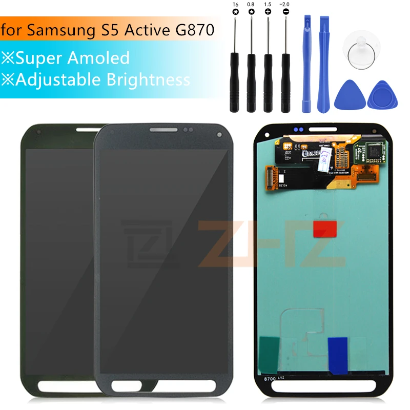 

Super AMOLED For Samsung Galaxy S5 Active G870 LCD Display Screen Touch Screen Digitizer Assembly Replacement Repair Spare Parts