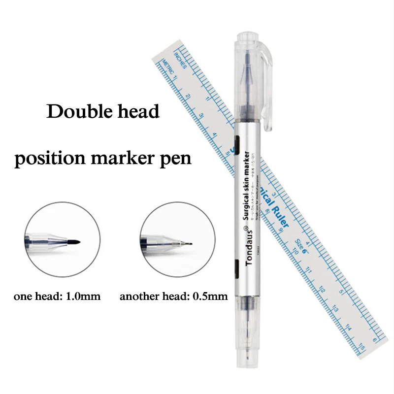 5pcs/lot Surgical Skin Marker Eyebrow Marker Pen With Measure Measuring