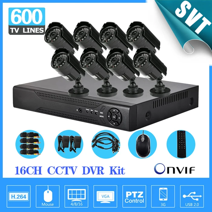NVR CCTV дома 16ch H264 сетевой видеорегистратор Камера видео система 8 шт. День Ночь