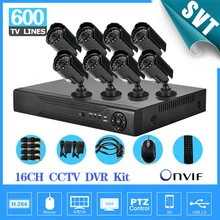 NVR Home CCTV Security 16CH H264 Network DVR Camera Video system 8pc Day Night Waterproof Camera H.264 DVR DIY Kit ,HDMI,3G,WIFI
