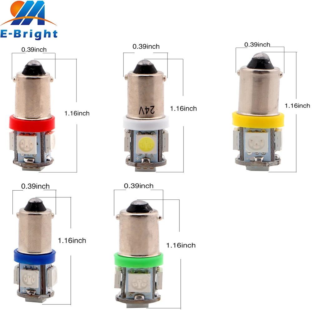 YYM E-Bright 100 шт. 24 В T4W BA9S автомобильная светодиодная лампа для дома освещение автомобиля H6W 5050 5 прибор для поверхностного монтажа для чтения свет заднего хода автомобильные лампы Белый