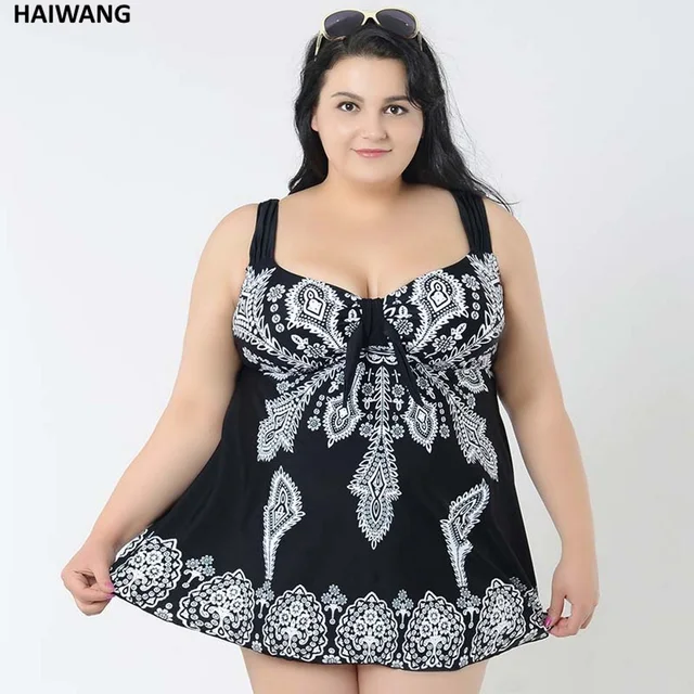 Stroje Kąpielowe Tankini Plus Size Kobiety Sukienka Tłuszczu Duże