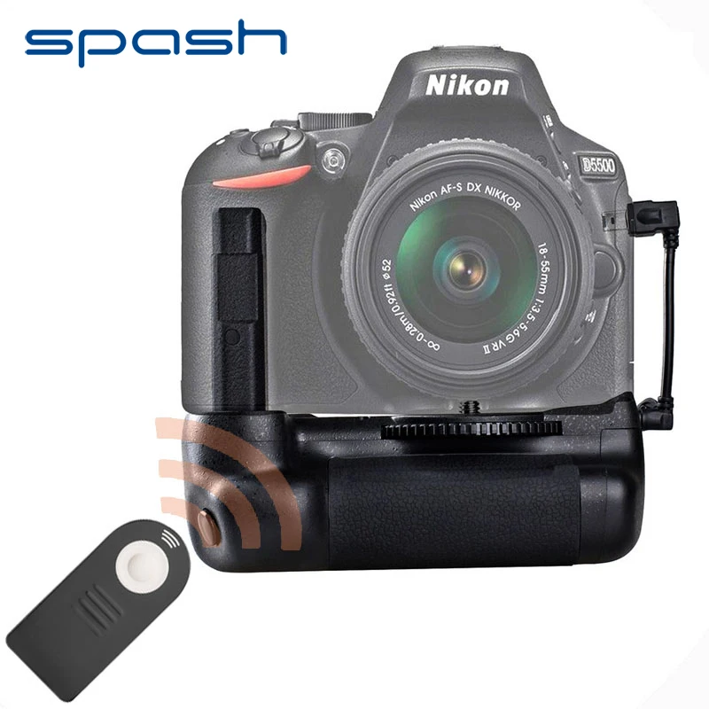 

spash Vertical Battery Grip Holder for Nikon D5500 D5600 DSLR Camera Battery Handgrip Holder with IR Function Remote Control