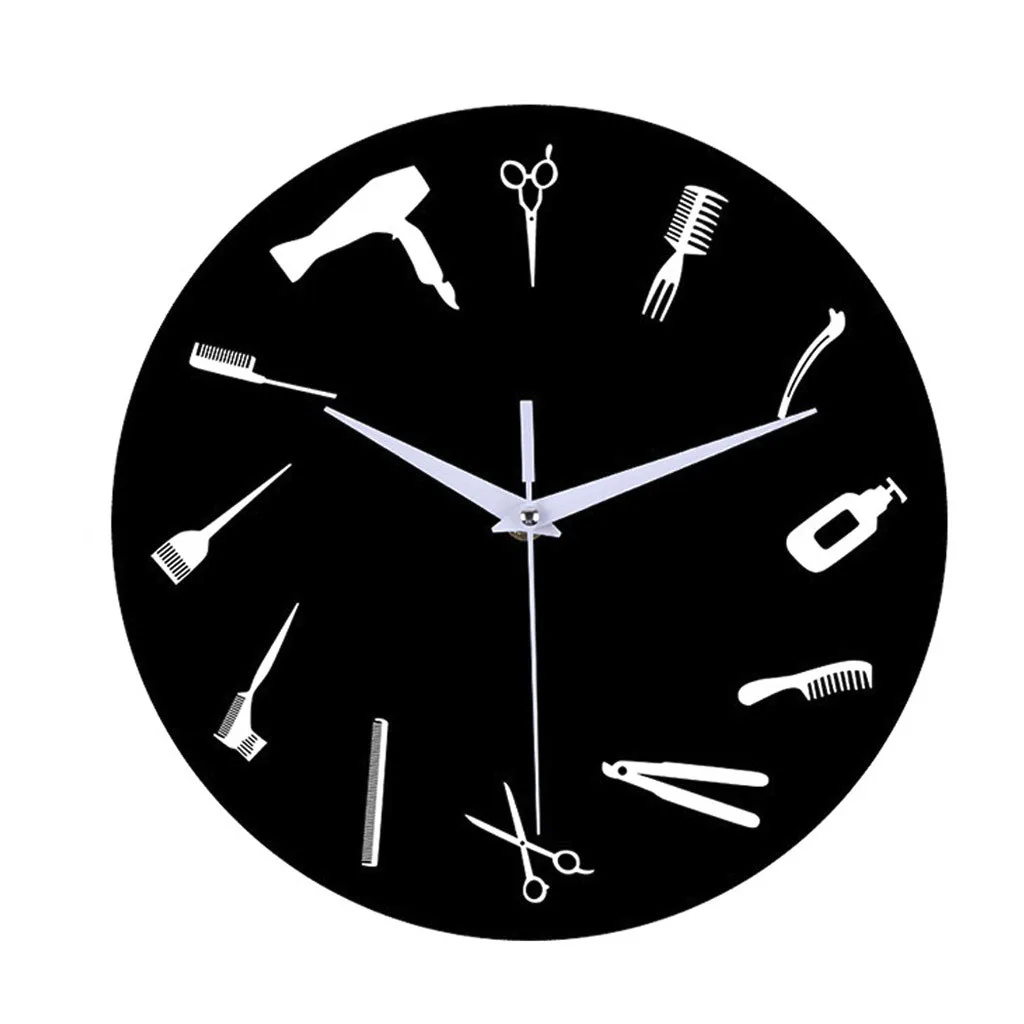 DIY парикмахерский магазин гигантские настенные часы с зеркальным эффектом парикмахерские Наборы инструментов декоративные бескаркасные часы парикмахерские настенные художественные