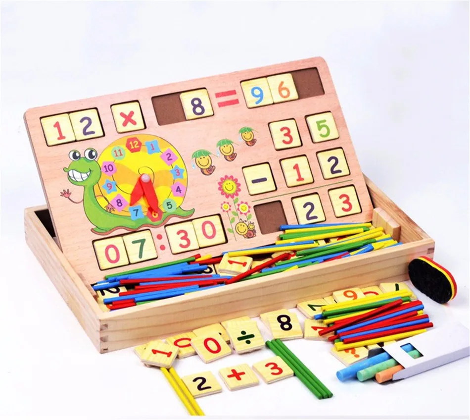Sukitoy классический Математика Деревянные игрушки, в том числе 100 шт. Щупы для мангала 70 шт. номер карты в деревянной коробке раннего образования Монтессори 32*18.5*4 см