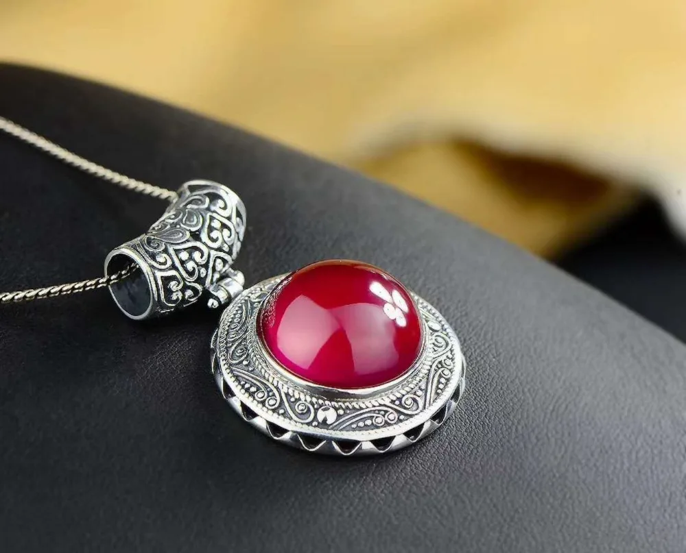Женское ожерелье из серебра 100% пробы с натуральным гранатом|fine jewelry|jewelry necklace