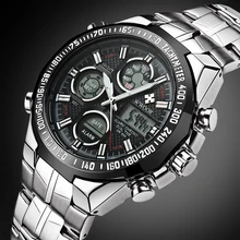 Мужские часы лучший бренд класса люкс мужские спортивные кварцевые часы светодиодный цифровой полный стальной мужской армейский военный Водонепроницаемый Relogio Masculino