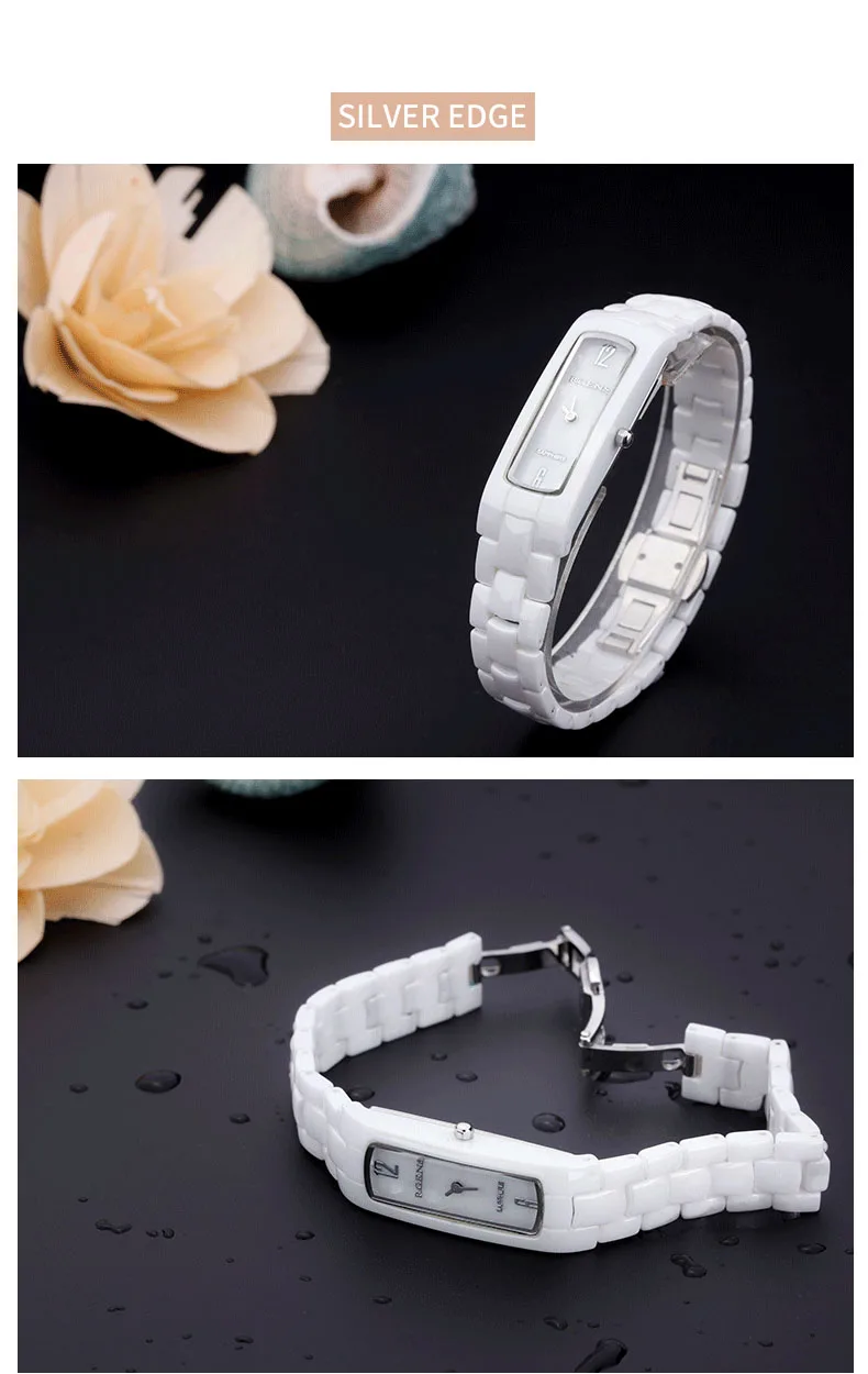 Повседневные женские часы кварцевые керамические черные белые роскошные квадратные женские часы водонепроницаемые наручные часы японский механизм