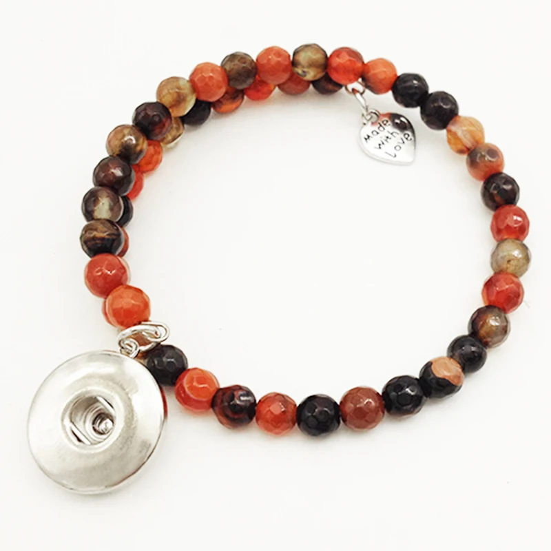 

New Stone Handmade Adjustable 18mm snap button Bracelet Aa3125