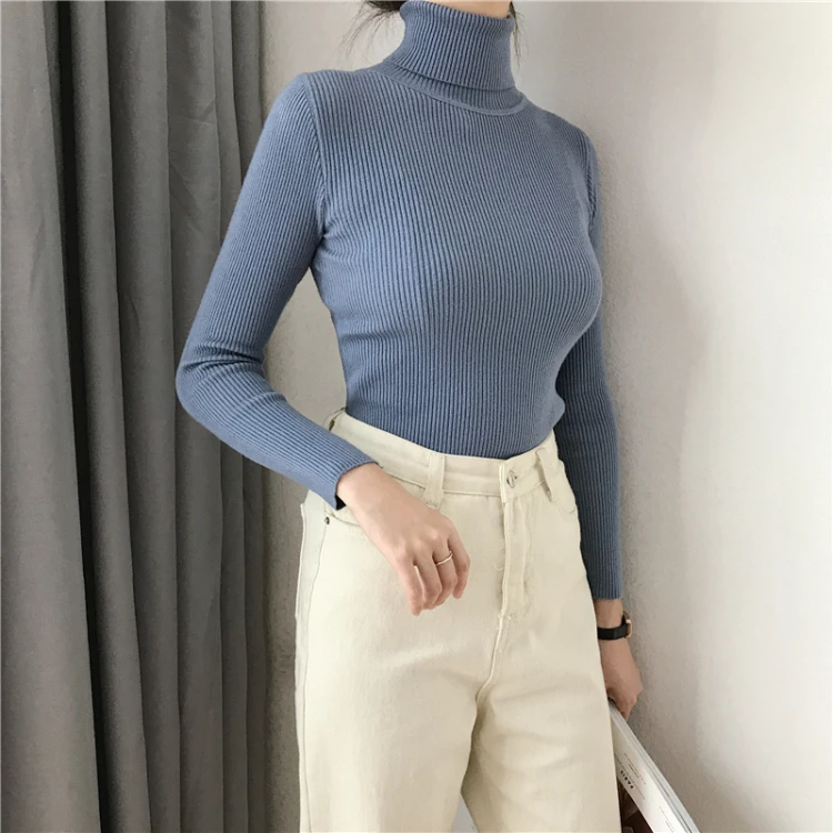 Pull Femme Vogue водолазка женские свитера пуловеры Sueter Mujer с длинным рукавом черная белая вязаная зимняя одежда для женщин