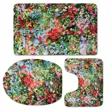 HUGSIDEA красивый цветочный 3D принт чехол для сиденья унитаза ванная комната наземный коврик Противоскользящие коврики украшают мягкий ковер набор из трех предметов