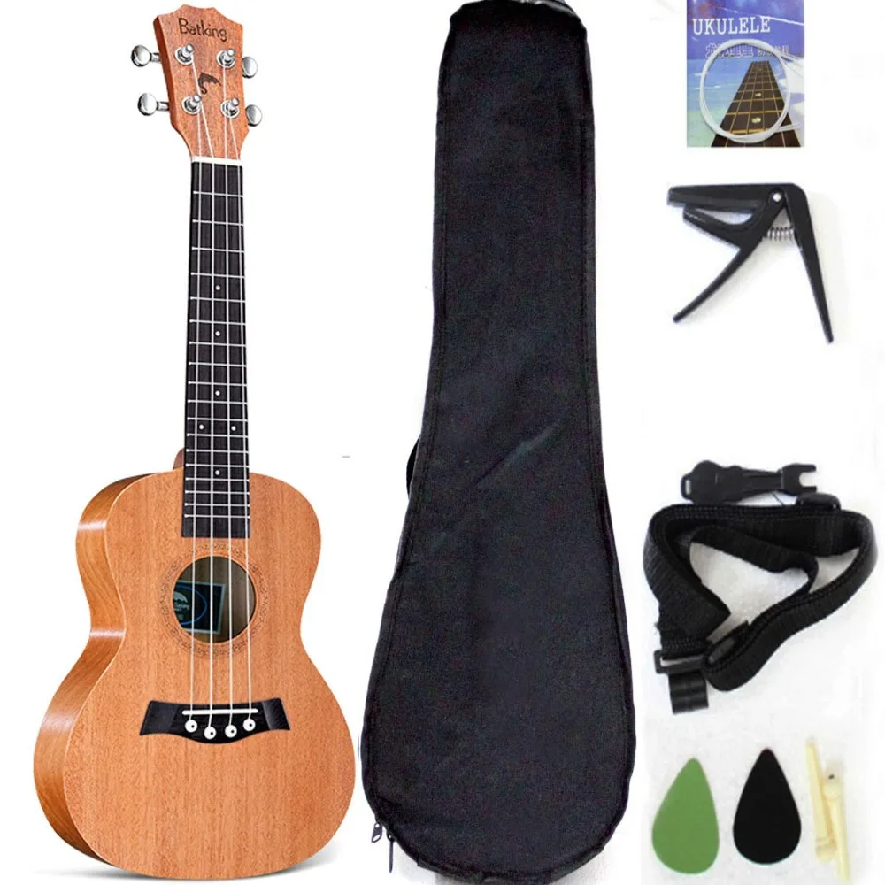 

Ukulele Solid Top Mahogany With Ukulele Accessories With Gig Bag,Strap,Nylon String,Electric Tuner,Picks