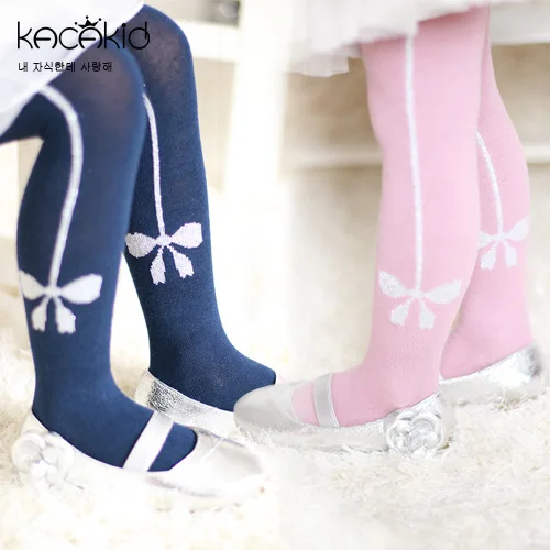 

1-5T New Kids Silver Bow Tights Stockings Toddler Infant Baby Combed Cotton Tights Children Clothing Girls Dress Accessory