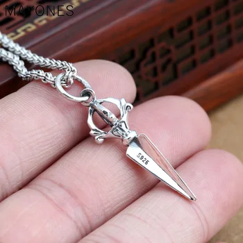 

MAYONE Real 925 Sterling Silver Small Vajra Pendant For Men and Women Buddhism Prayer Bouddha Jewelery free shipping