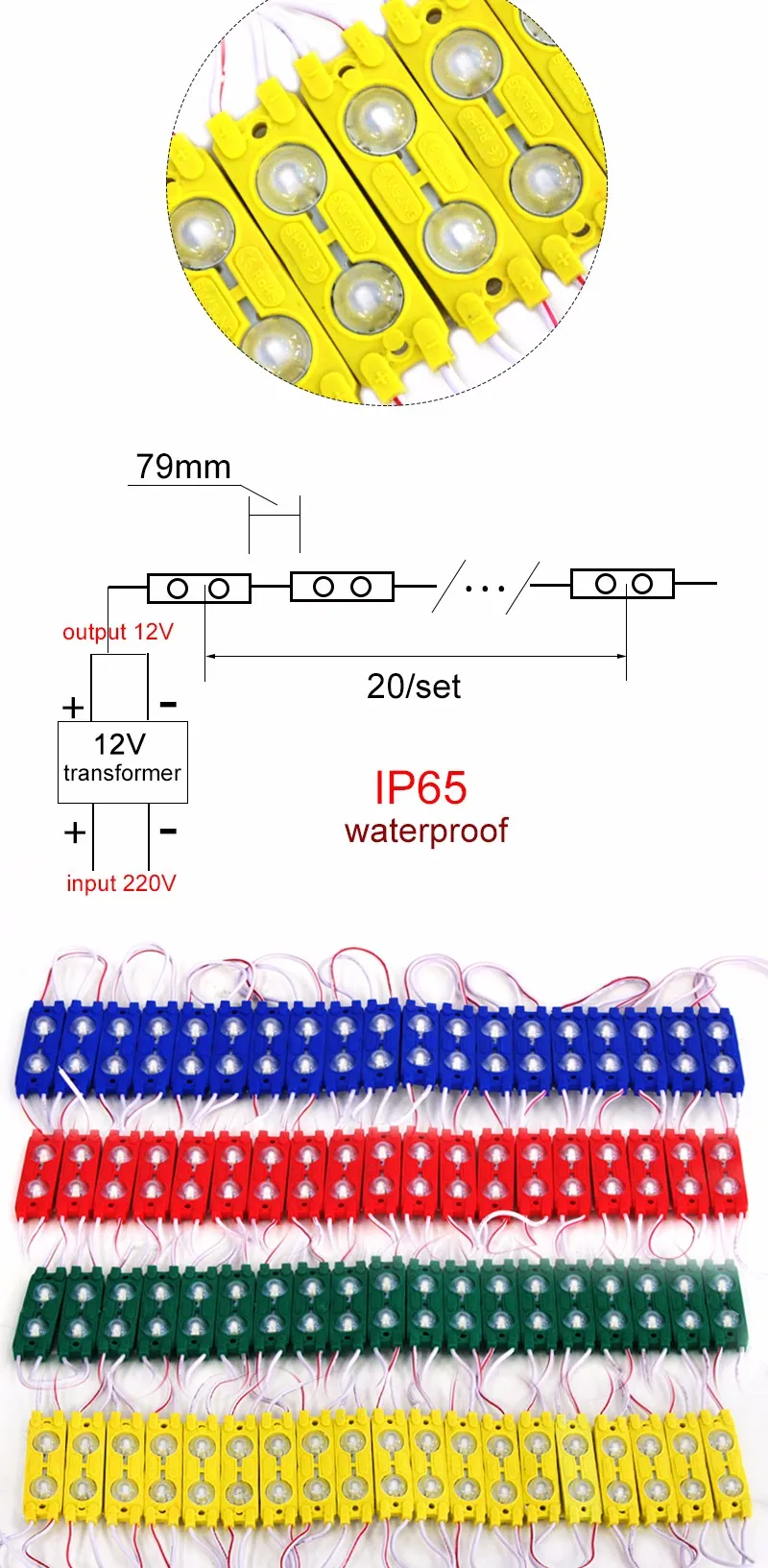 500 шт./лот постоянный ток smd5730 2 светодиодный s 1 Вт Светодиодный модуль ввода объектив 160 градусов, 12 Вт водостойкый LED световая рекламная