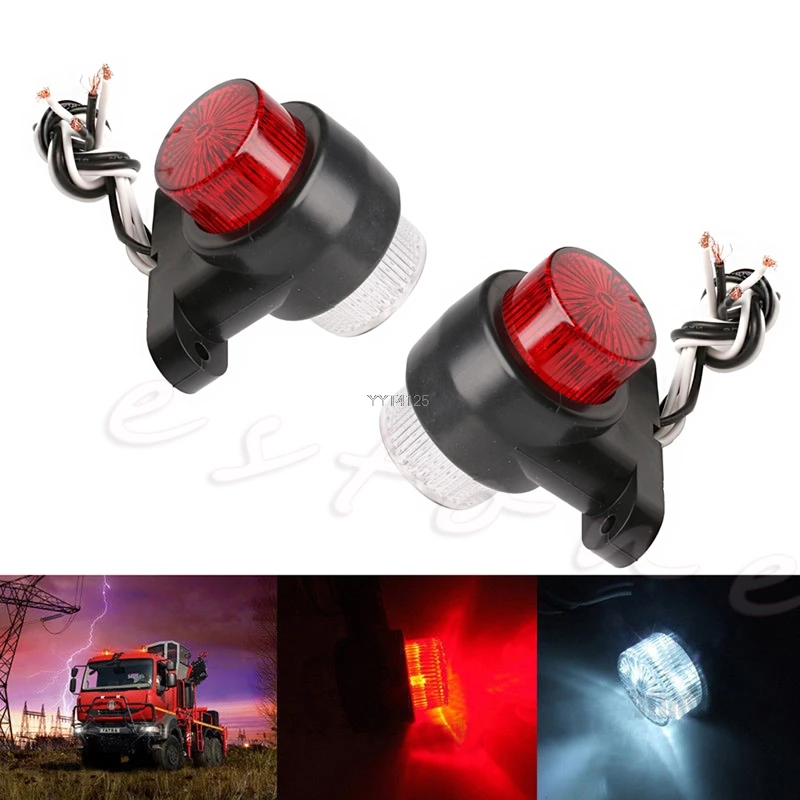 

Pair 10-30V 8 LED Red & White Side Marker Light Lamp for Trailer Truck Lorry Caravan Auto Products