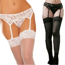 Sexy Women Ladies Lingerie Sexy Lace erotic Lingerie Underwear Set G-string + Stockings Sex Products