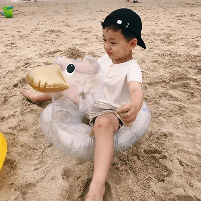 

duck Bighead duck Transparent Swim Ring for baby INS Inflatable Summer Raft Swimming Ride-On Float bathing toys Water pool tube