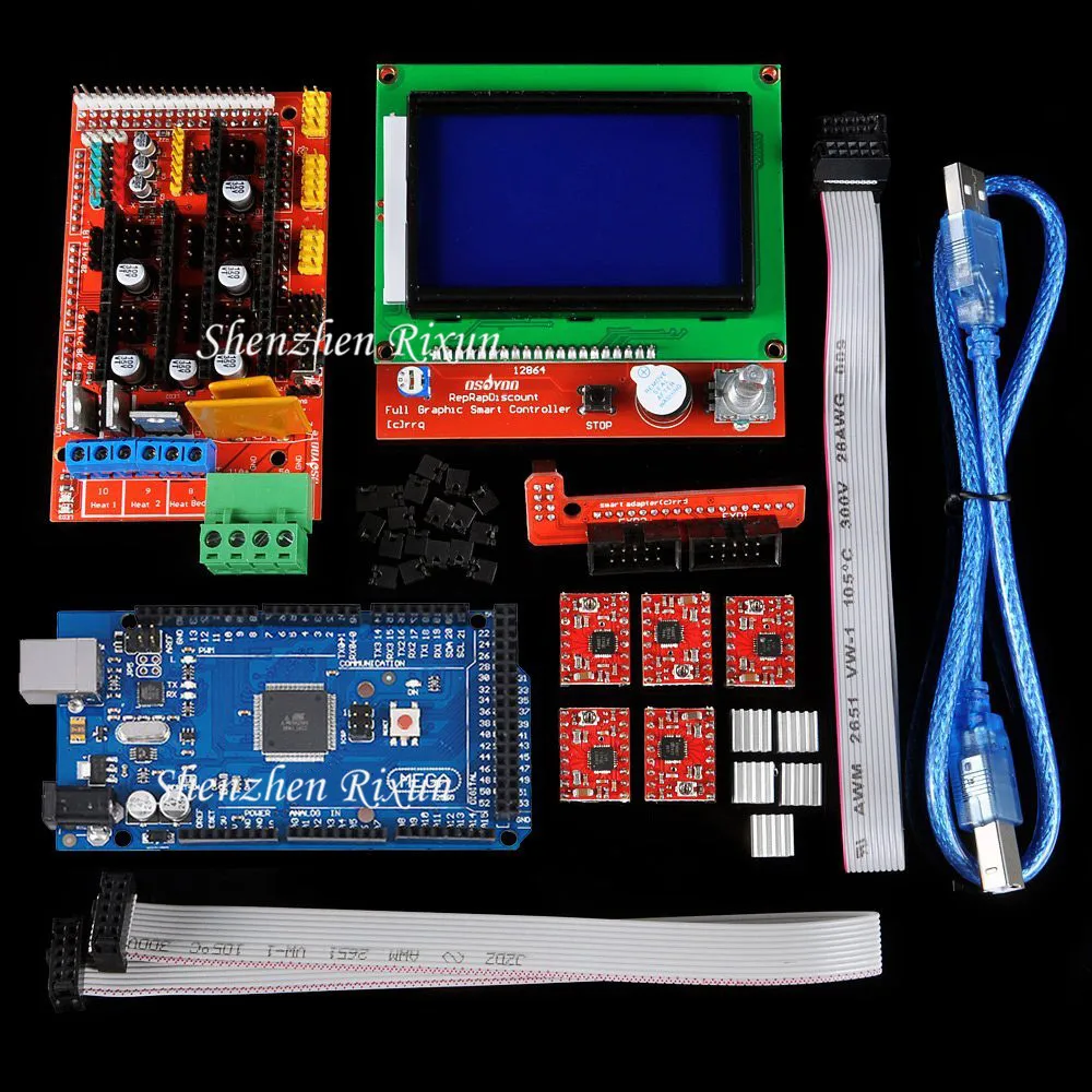 Mega 2560 R3 Mega2560 Board + RAMPS 1.4 + LCD 12864 Controller + A4988 ...