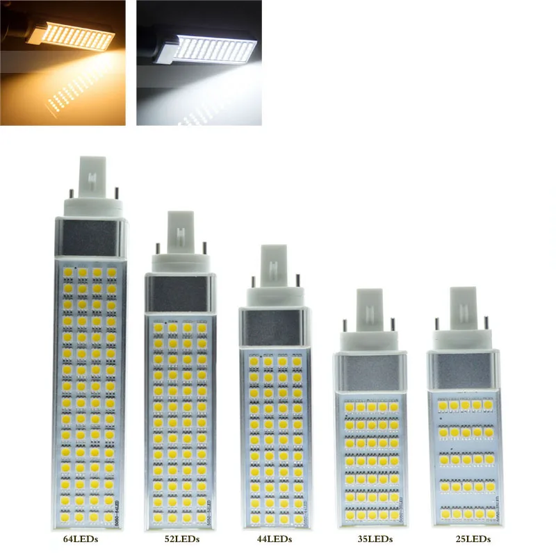 

G24d-3 Horizontal Plug Light SMD5050 7W 9W 11W 15W 18W AC85~265V White/Warm White LED Corn Bulb G24 LED Lamps