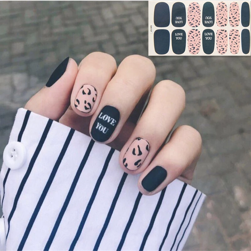 

2019 Fashion Leopard Designs Valentine Love Nail Polish Art Stickers Patch DIY Manicure Nail Decoration Tools for Ladies DA137