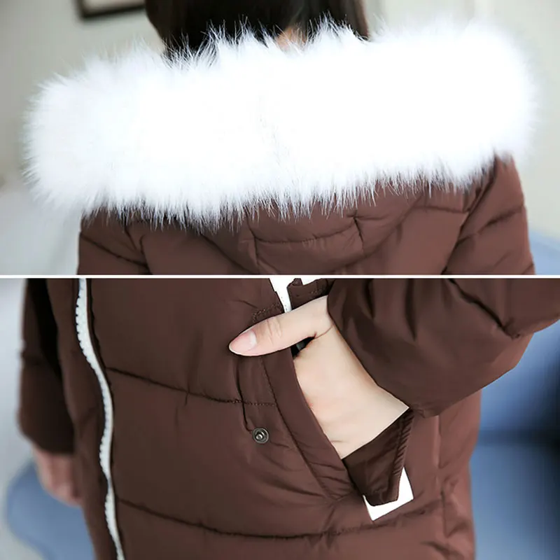 Fourrure brown Épaisse Nouveau Grande Mince Impression Capuchon Le gray Coton Chaude white Bas Veste De Black Col Grand Mode Femelle Vers 2017 Femmes D'hiver Taille Parkasx209 Manteau À qRA4EzyzwB