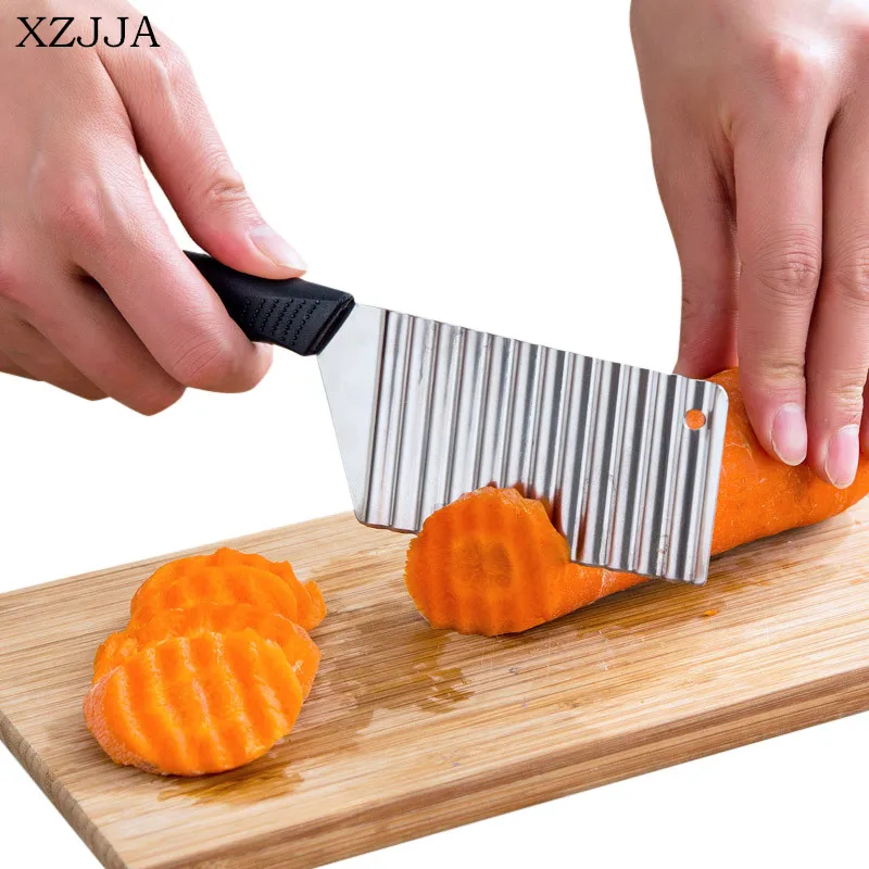 XZJJA креативный нож из нержавеющей стали для волнистой нарезки картофеля, нож для овощей, фруктов, картофеля, Овощечистка, инструменты для приготовления пищи, кухонные ножи, аксессуары