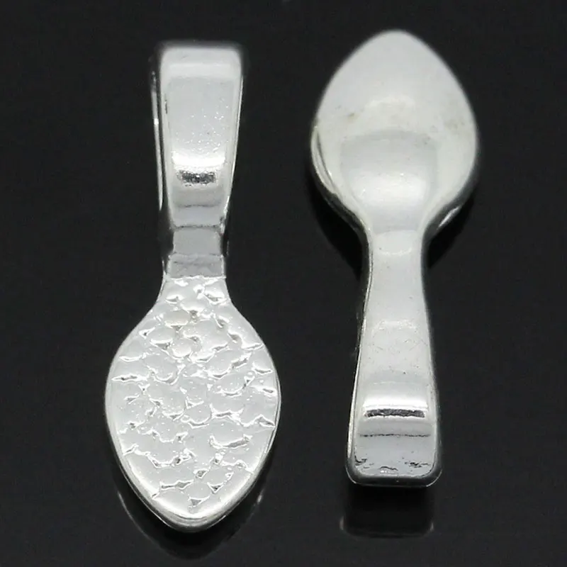 

DoreenBeads Tag Glue on Bail Spoon Silver color 16x5.5mm,5 Pieces 2017 new