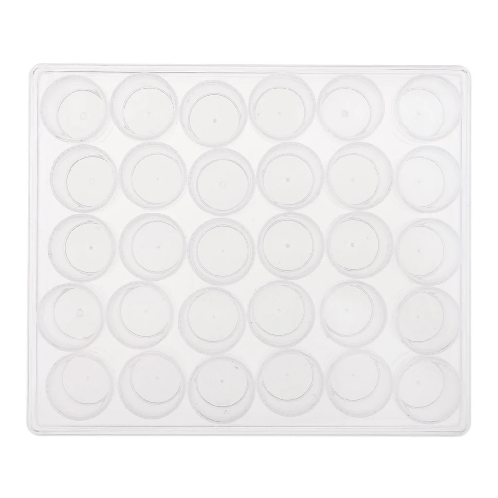 30 Slots Clear Jewelry Beads Container Makeup Cosmetic Organizer Storage Box