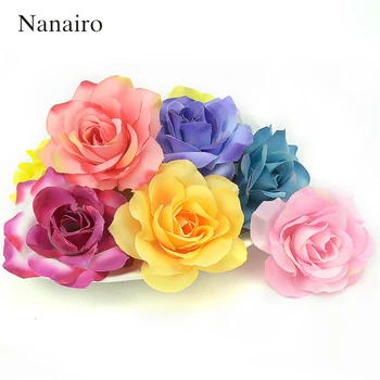 5Pcs 65cm Large Handmade Artificial Silk Rose Flowers Heads DIY Scrapbooking Garland Fake Mini Flower For Wedding Decoration