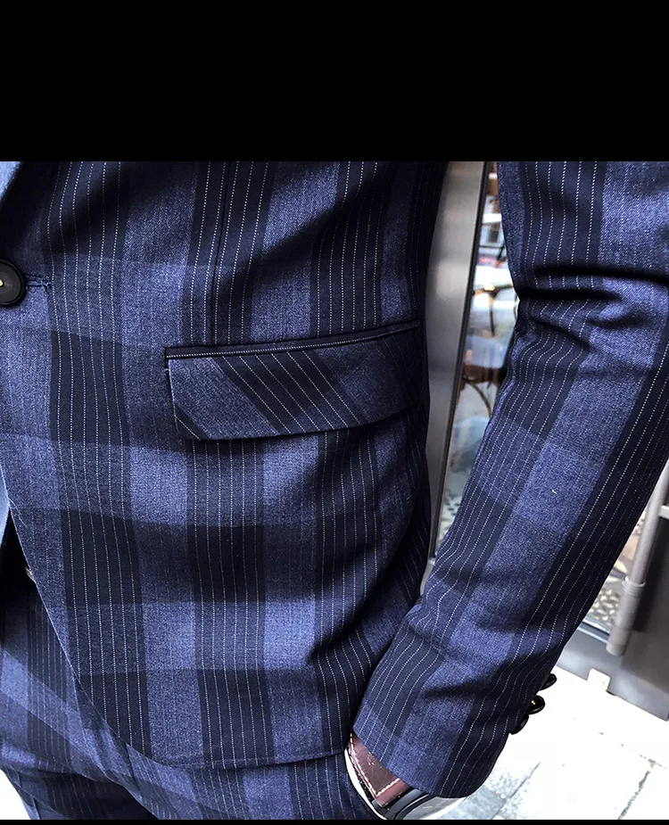 Подростковое мужское платье из двух частей тонкий дизайн в полоску Блейзер и брюки Азиатский Размер S M L XL XXL XXXL Terno Masculino