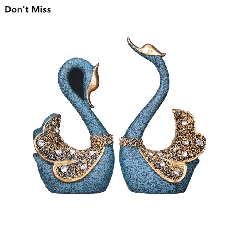 Wedding Gift A Couple of Swan Statue Bedroom Decor Accessories Miniature Figurines Ornaments Garden - 32967856342