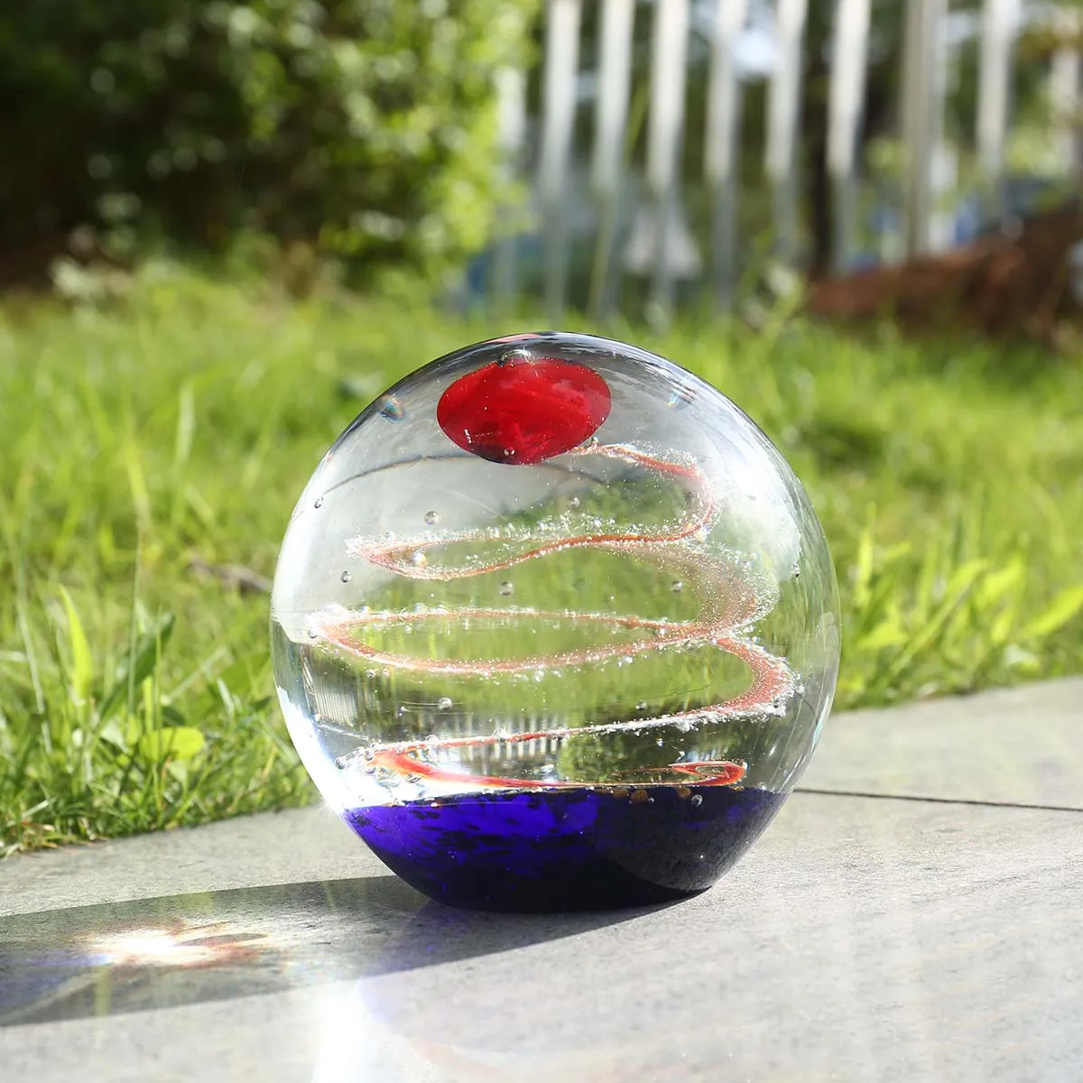 Tooarts Glass Sculpture Home Decoration Gifts 10CM Star Ball Blown Glass Sculpture Art Glass Table Top Sculpture Paperweight