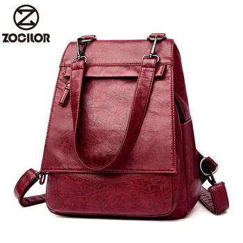 

2019 Women Backpacks Women's sorf pu Leather Backpacks Female school backpack women Shoulder bags for teenage girls Travel Back