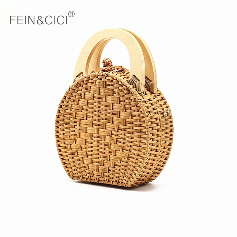 

Rattan Bag Beach bag round straw totes bucket bag summer small mesenger bags women handbag braided 2019 new high quality
