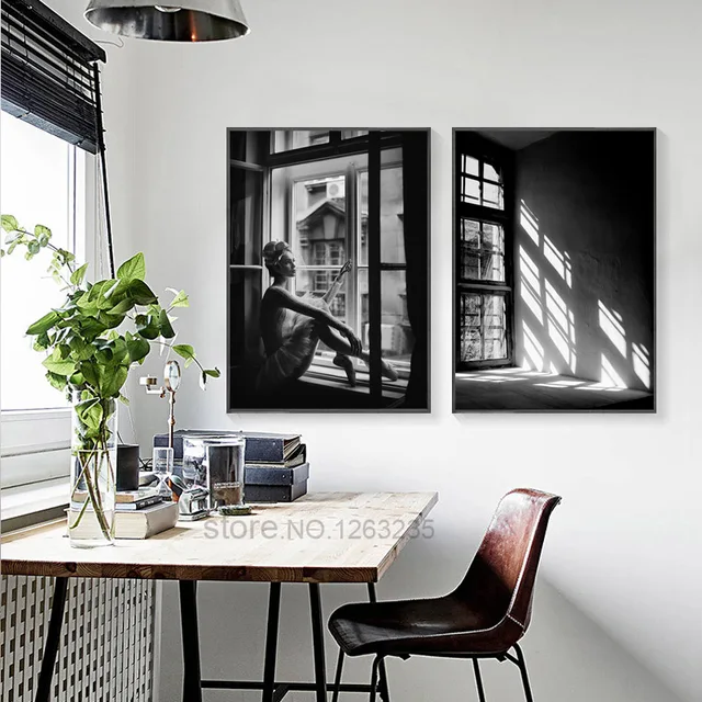 Decorative Painting Scandinavian Style Black And White Wall Art Canvas