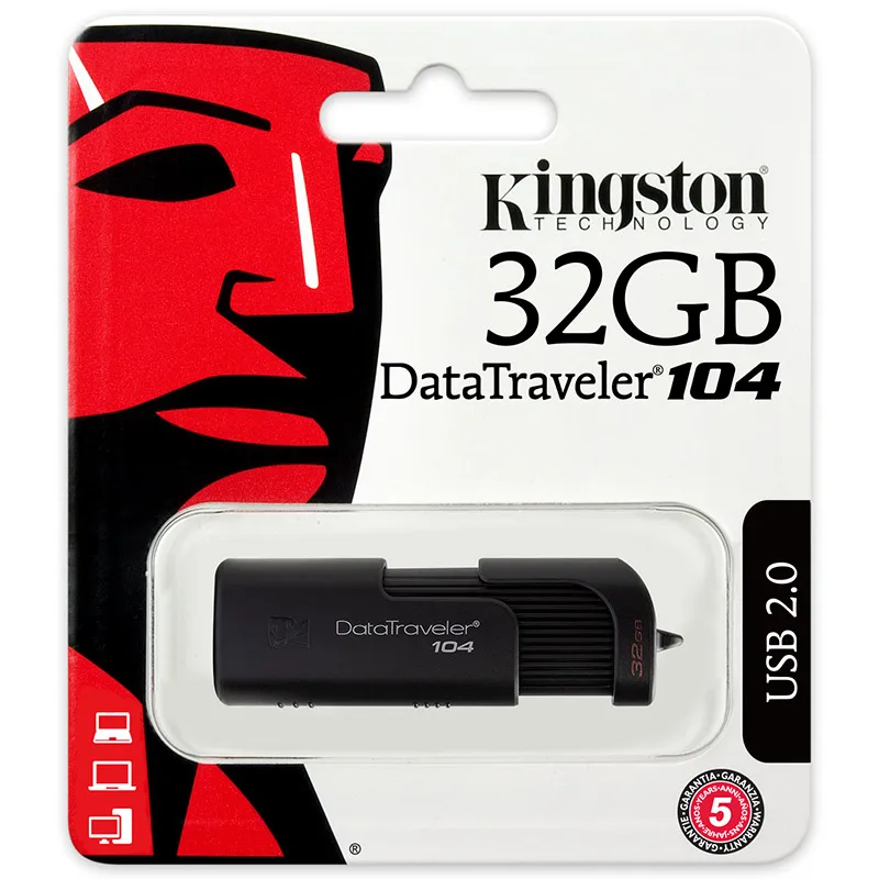 Kingston флешка новый USB Flash 32 Гб черный DT104 бизнес офисный автомобиль портативный Cle