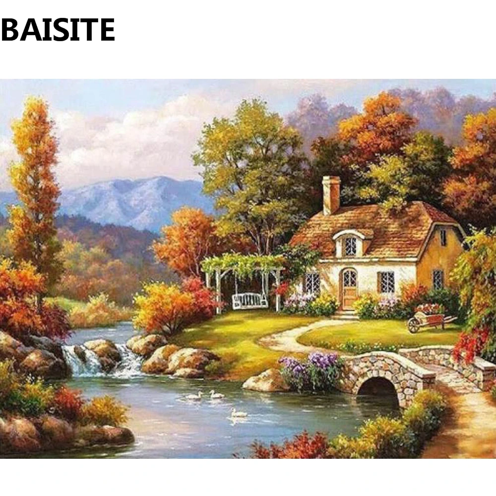 Картина маслом по номерам BAISITE сделай сам на холсте с цветами для гостиной
