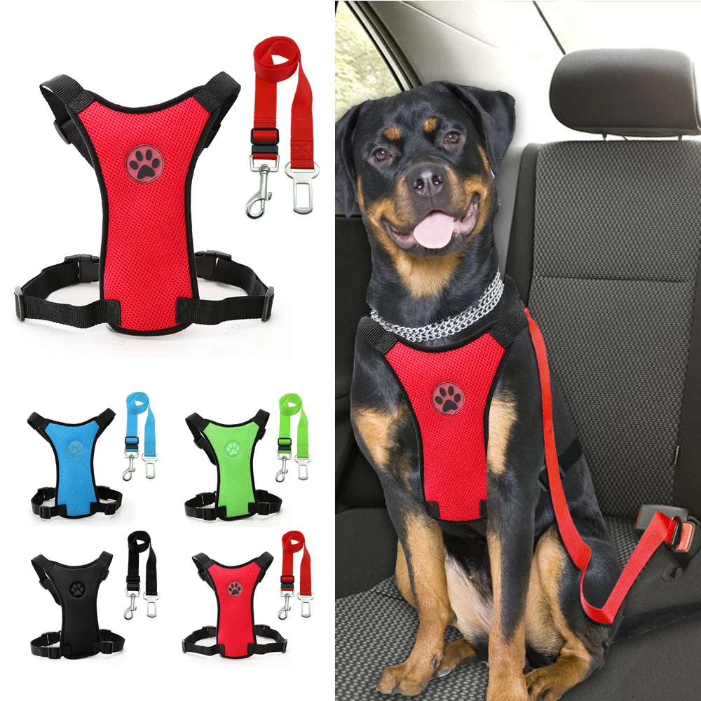 Safety Vehicle Car Harness With Adjustable Straps Dog Walking Harness