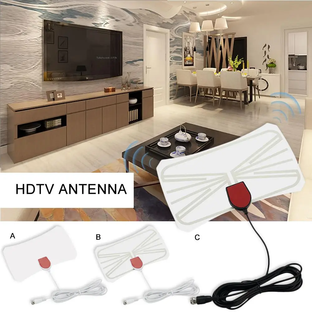 Комнатная цифровая HDTV антенна ЕС/США 1080P усиленный Диапазон 80 миль 4K HD VHF UHF Freeview