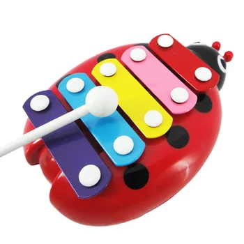 

Kids Rainbow 5-Scales Beetle Xylophone Glockenspiel Hand Knock Piano with Knock Stick Music Knocking Percussion Instrument Toy