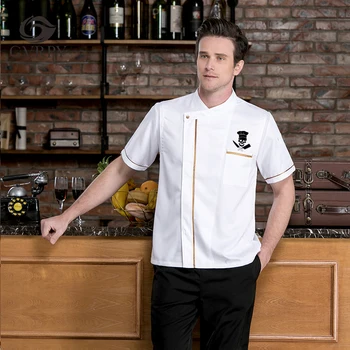 

Wholesale Custom LOGO Chef Uniform Short Sleeve Unisex Kitchen Workwear Breathable Bakery Restaurant Food Service Jacket Summer