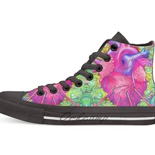 Дышащая повседневная холщовая обувь кеды с высоким берцем на шнуровке