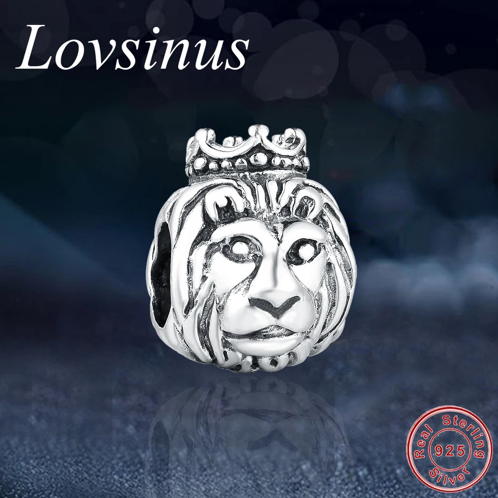 

Wholesale Silver Color High Quality Lion With Crown Animal Charm Fit Original Pandora Bracelets & Necklace for Women Accessories