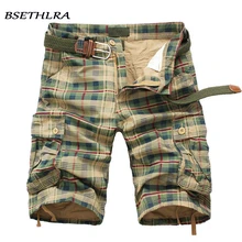 BSETHLRA мужские шорты Карго летние модные камуфляжные клетчатые повседневные хлопковые качественные мужские военные шорты Homme