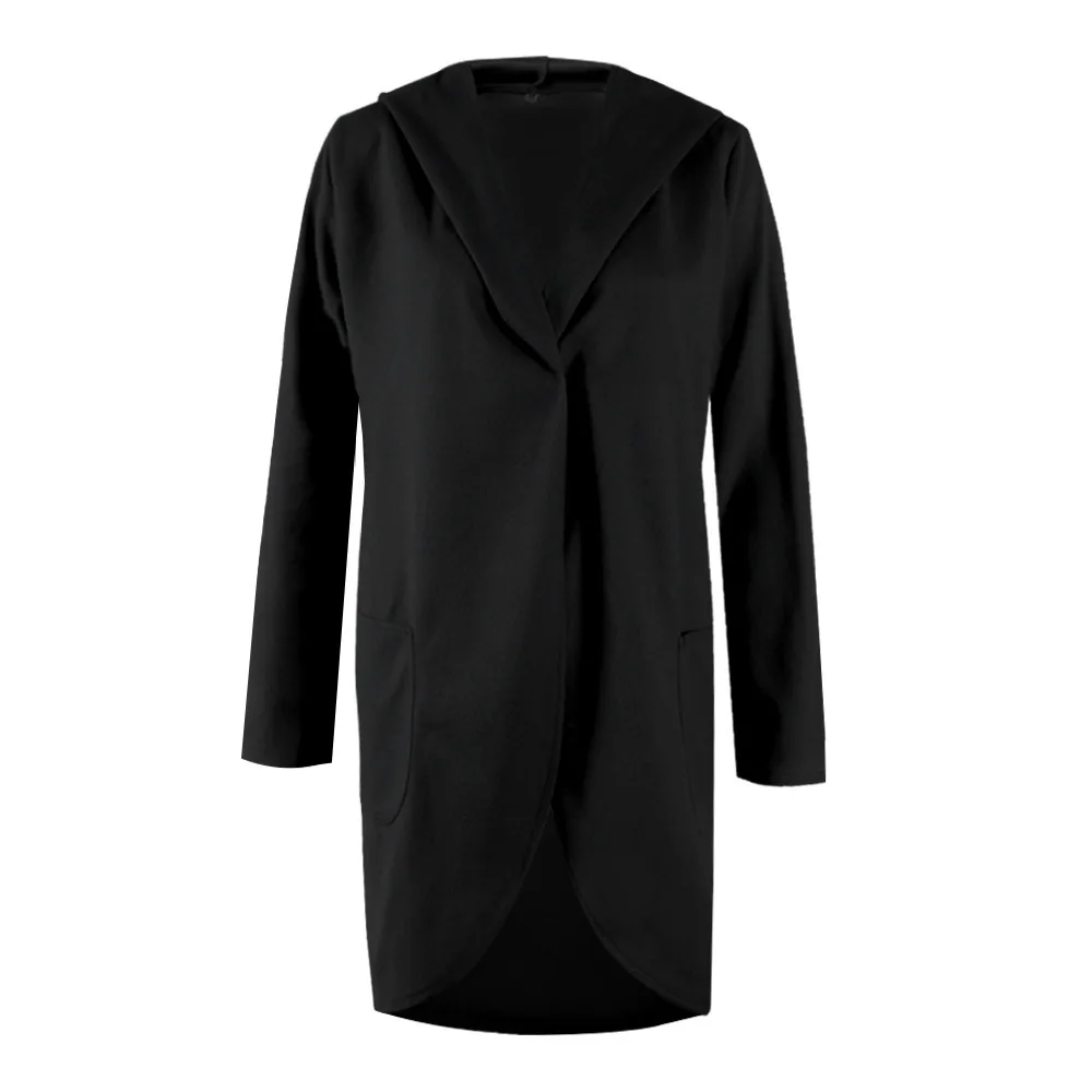 

HOT2019 autumn winter loose Casual hooded Woolen pocket Package buttocks long sleeve fashion loose cloth coat jacket S-5XL