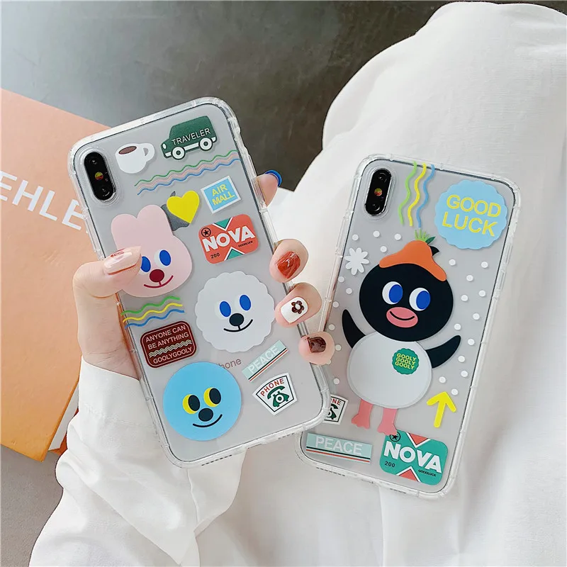 

For Iphone Xr X Xs Max Case Transparent Soft TPU Silicon Shockproof Cute Cartoon Patterned Cover for Iphone 7 8 6 6S Plus X Case